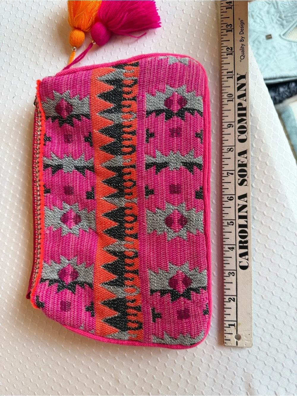 Bright Pink Aztec Tassel Zip Pouch